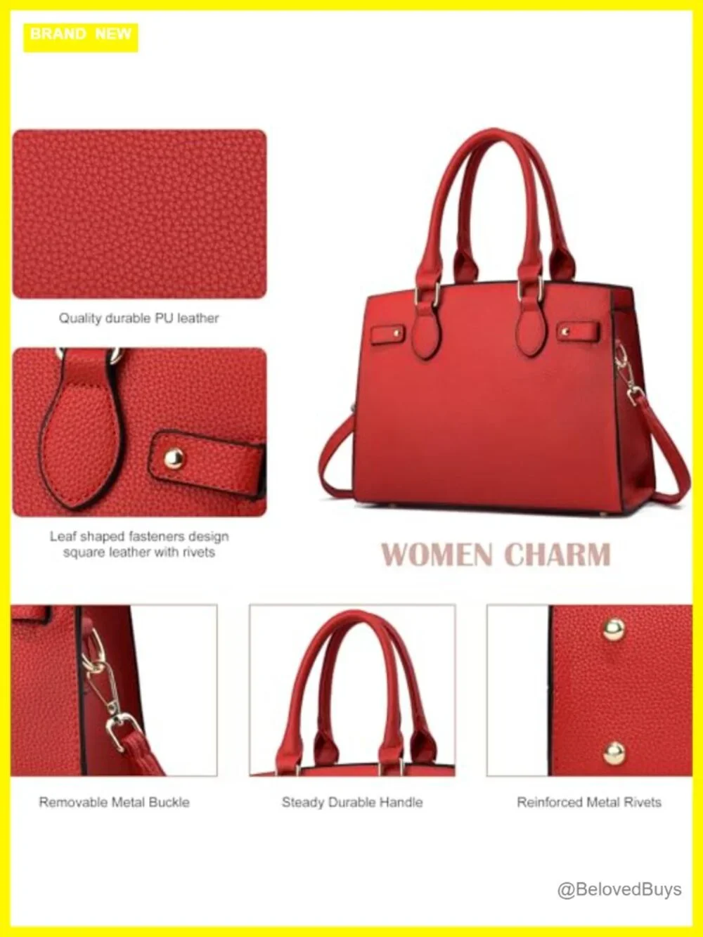 PU Leather Tote Bag Crossbody Satchel Shoulder Handbag with Top Zipper